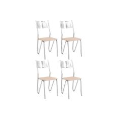 Cadeira Sala de Jantar Nápoles 4C045 Aço Kit 4 Uni Cromada - Assento Nude 16 - Kappesberg