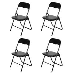 Kit 4 Cadeiras Lena Dobravel Or Design com Estrutura Resistente em Aço Pintado Preto