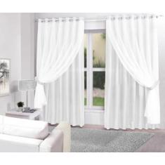 Cortina de Renda Para Sala /Quarto 300x270 Camila CortinaWeb,  Branco