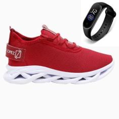 Tênis Masculino Esporte Gmm Shoes Cardaço Academia Corrida Macio Dia a Dia + Relógio-Masculino