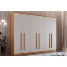 Guarda Roupa 6 Portas e 4 Gavetas Bahia Naturale/Off White - Rufato