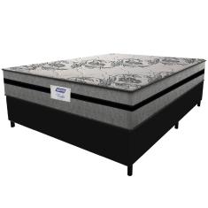 Cama Box Casal King Colchão Gazin Com Molas Ensacadas Rubi 193x203x70cm Suede Preto/Cinza