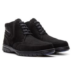 Tênis Bota Casual Coturno Confort Gel em Couro Texas Gold Preto, Preto