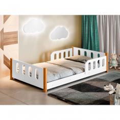 Cama Infantil Com Grade De Proteção Branco Com 2 Luminárias