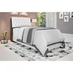 Cabeceira Box Solteiro 0,88 Isis Malbec Com Capitonê Branco