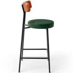 Banqueta Baixa Cozinha Sala Jantar Bancada Milão L02 Couríssimo Camel Facto Verde Musgo - Lyam Decor