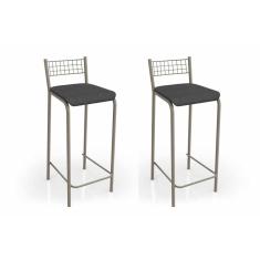 Kit 2 Banquetas Sala Jantar Gênova B705nk Un Níquel/preto - Kappesberg