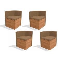 Cadeira Sala de Jantar 4Cad800 Kit 4 Un Freijó Suede Caramelo