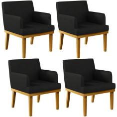 Kit 04 Poltronas Decorativa Para Sala de Estar Base Mel Beatriz W01 Co