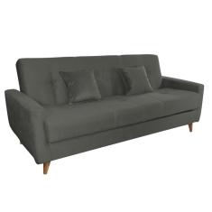 Sofá Cama Casal Reclinável Com Baú Pamela - Veludo Chumbo