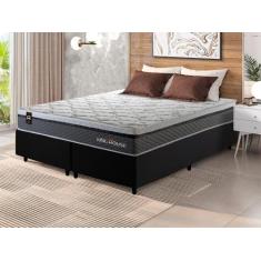 Conjunto Cama Box c/ Molas Ensacadas Benton Cinza King 193x203x71 - Ki