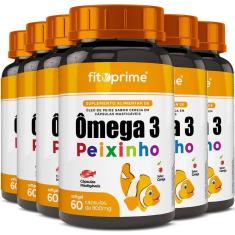 Kit 6 Ômega 3 Peixinho Mastigável Sabor Cereja 60 Cápsulas