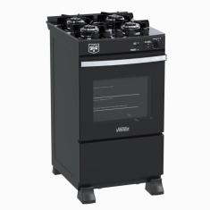 Fogao 4 Bocas Venax Gaudi Vetro Vitreo Preto Fosco Gas Glp