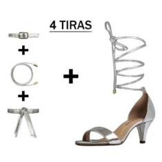 Sandália Troca Tira Salto Baixo Fino Luiza Sobreira Prata-Feminino