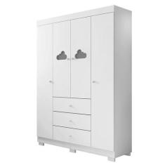 Guarda Roupa Infantil Ane 4 Portas e 3 Gavetas - Phoenix Baby, Branco