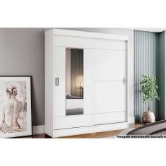 Guarda Roupa Casal Briz B66 2 Portas de Correr 2 Gavetas MDP com Espelho Branco Henn