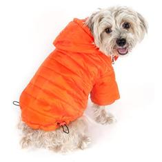 Jaqueta Pet Life"Sporty Avalanche" leve e ajustável, isolada, dobrável, para viagem com capuz embutido, GG, laranja