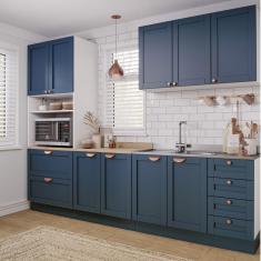 Cozinha Modulada 4 Peças com Torre para Microondas Arizona CabeCasa MadeiraMadeira Branco/Azul