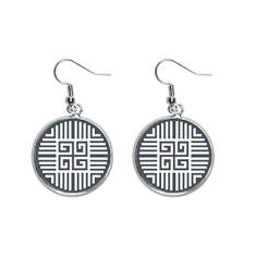 Brinco chinês chinês tradicional com quatro símbolos de orelha pendentes prata joia feminina