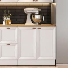 Balcão de Cozinha 80cm 2 Portas sem Tampo Unna Poliman Móveis Branco