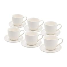 Conjunto de 6 Xícaras de Chá de Porcelana Rojemac Branco