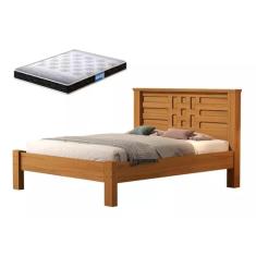 Cama De Casal Laura 100% Mdf + Colchão Casal Probel 188x138 - Nature Basoto