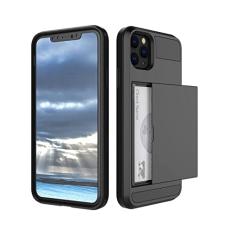 Capa de telefone com slot para cartão de crédito para iPhone 11 12 13 Pro Max XR XS Max X 8 7 Plus 13 12 Pro 13 Armor Slide Wallet Hard PC Back Cover, T1, para iPhone 13Pro