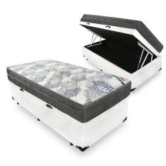 Cama Box Baú Solteiro + Colchão de Molas Ensacadas Ortobom ISO SuperPocket 88cm