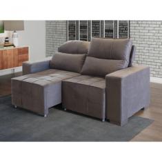 Sofá Retrátil E Reclinável 190 Cm Vegas Veludo Castor