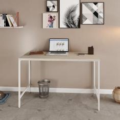 Escrivaninha Estilo Industrial 120cm Active Yescasa Snow/Est.Branca