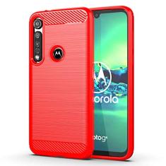 Capa para Motorola Moto G8 Plus, capa de material de fibra de carbono, suave antiderrapante, macia, anti-impressões digitais, capa totalmente protetora para Motorola Moto G8 Plus
