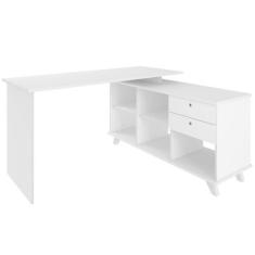 Mesa Para Escritório Home Office Escrivaninha Gold A02 Branco 02 Gavet