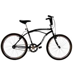 Bicicleta aro 26 Masculina Beach Comfort Guidão Alto Sem Marcha Preta 
