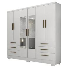 Guarda Roupa Casal 6 Portas 6 Gavetas Encant COM Espelho Novo Horizonte Cor Branco