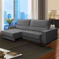 Sofá Retrátil 5 Lugares 300 Cm Reclinável Mola Ensacada Orion Veludo C