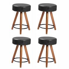 Kit 4 Bancos/Banquetas Estofadas Baixas Confortáveis Sala Cozinha Pés Palito Paris 50 cm