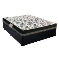 Cama Box Casal Sintético + Colchão Casal Ortobom Iso Dupla Face 60x138x188 preto