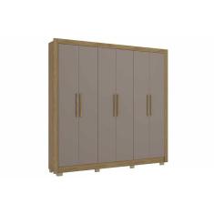 Guarda Roupa Casal 6 Portas e 3 Gavetas c/ Pés CB04M569 Nogueira/Fendi - Kappesberg