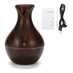 Umidificador Purificador Difusor Ultrassonico Luzes Led Marrom Escuro