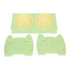 Tigela Dupla Antiderrapante para Cães, Tigela Dupla de Plástico Com Antiderramamento para Cães Grandes e Médios e Cães ou Gatos Pequenos (Verde)