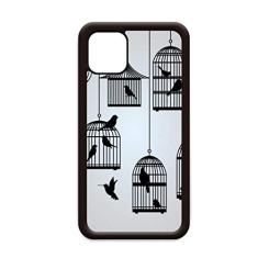 Ilustração Pássaros Gaiola Contorno para iPhone 12 Pro Max Capa para Apple Mini Mobile Case