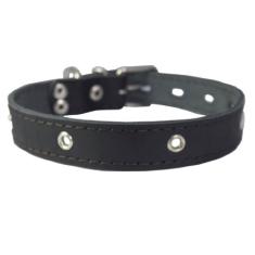 Coleira de couro genuíno cravejada para cães, preta, 2,5 cm de largura. Tamanho do pescoço de 33 a 44 cm