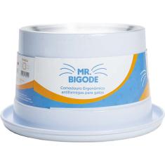 Comedouro Ergonômico NF Pet Mr. Bigode Antiformigas Branco para Gatos - 250 mL