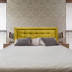 Cabeceira Painel Solteiro Veneza Luxor 10 Suede Liso Amarelo 90 X 60 rbl
