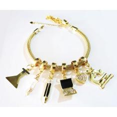 Pulseira Com Berloques Biomedicina Química Folheado 18k