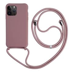 Colar transversal com cordão e cordão capa para telefone para iPhone 14 Plus 13 12 Mini 11 Pro XS Max XR X Silicone TPU macio Capa traseira, rosa areia, para iPhone 14 Plus