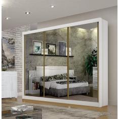 Guarda Roupa com Espelho 3 Portas 6 Gavetas San Paulo Gold Branco
