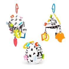  Brinquedos de cadeirinha de carro bebê com chocalhos & dentes, preto e branco H