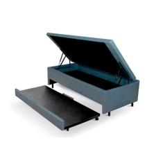 Bicama com Baú Viúva 120x203 Cm em Courino Cinza