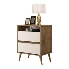 Mesa De Cabeceira Lótus Retrô 1 Nicho 2 Gavetas Pés Palito JA Jequitib